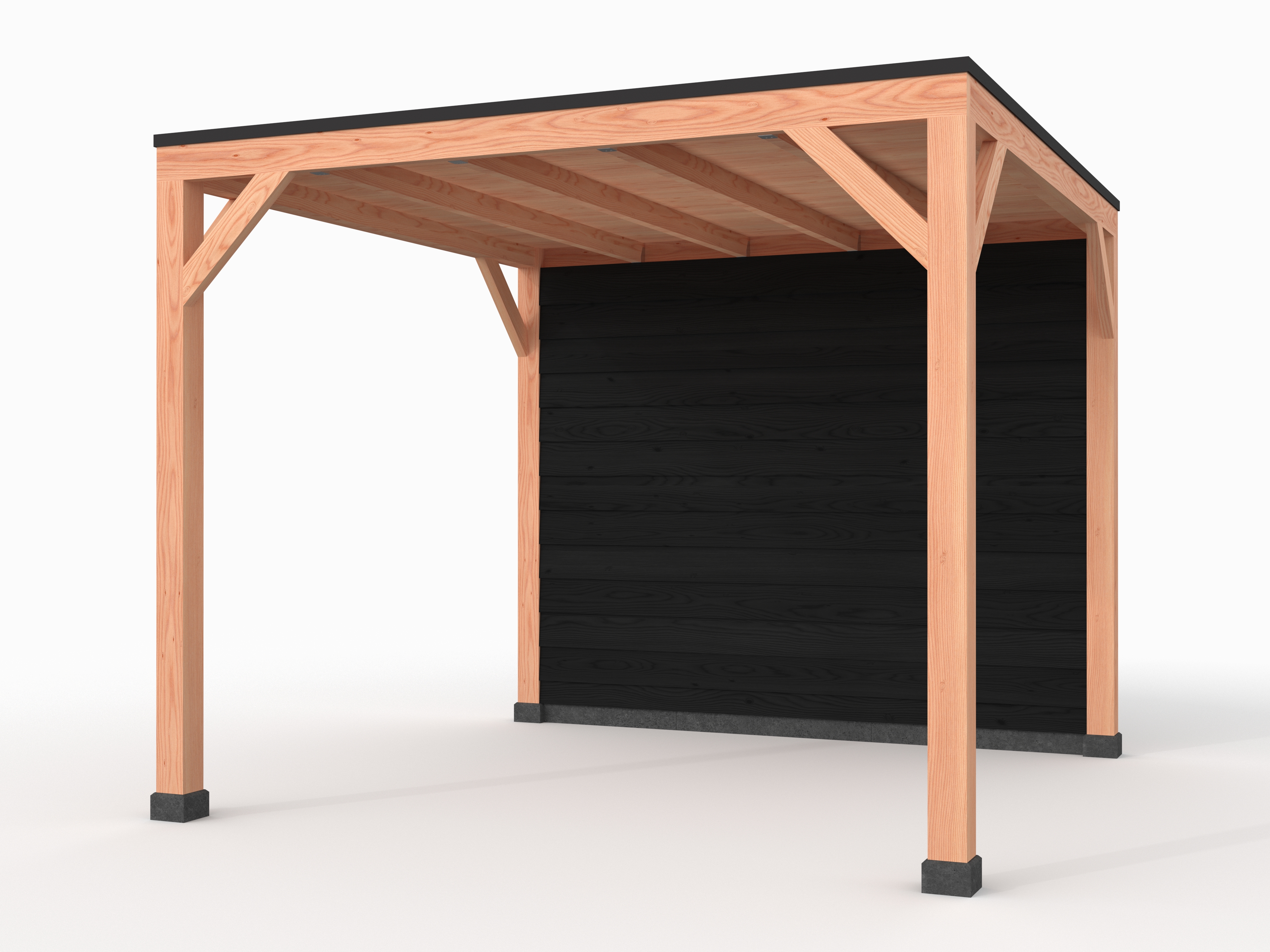 Douglas overkapping, 300 x 300, met zwarte achterwand, Westwood Solo - Afbeelding 1